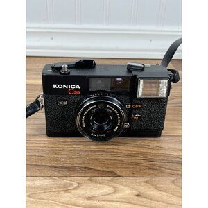 Konica C35 EF Film Camera w/HEXANON 38mm F2.8 Lens Cap & Case PARTS/REPAIR
